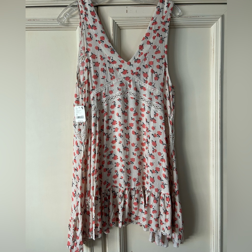 Free People Let It Happen Plunge Neck Mini Dress